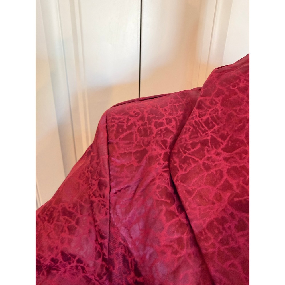 Burgundy Blazer Mini Dress Faux Feather Hem Deep V-Neck Lg Party Cocktail Baddie - Picture 3 of 16